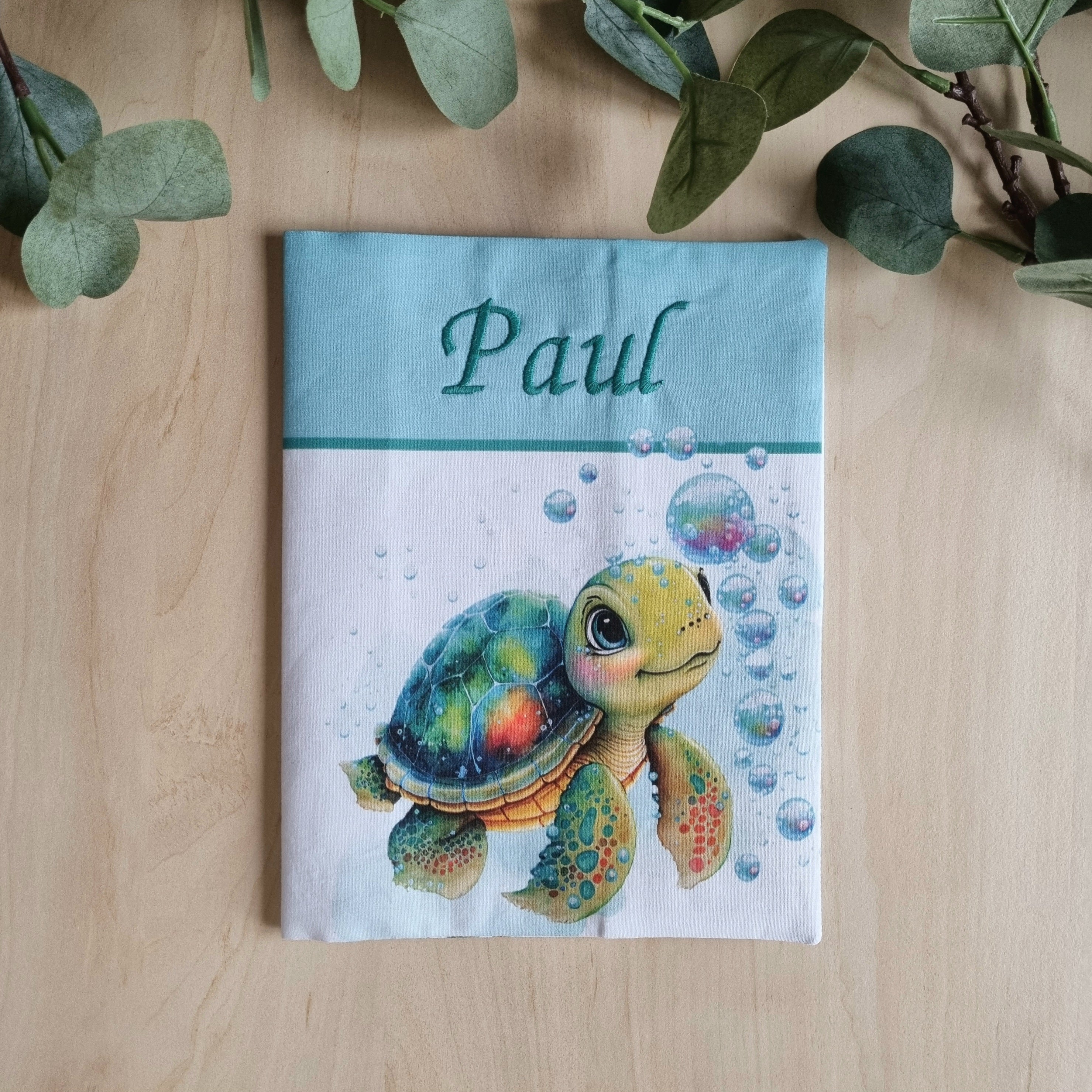 Protège Carnet de santé personnalisable •Tortue Bleue•