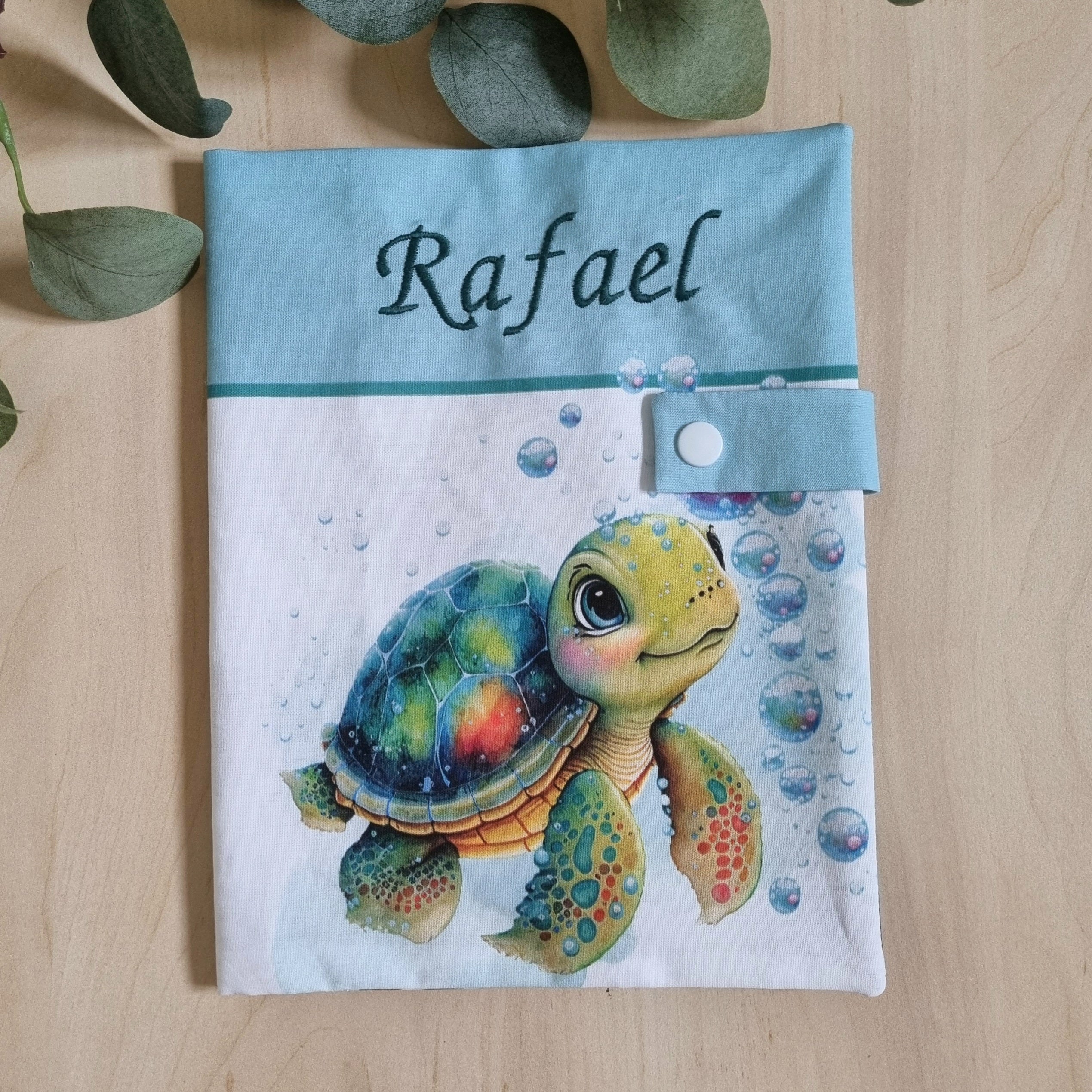 Protège Carnet de santé personnalisable •Tortue Bleue•