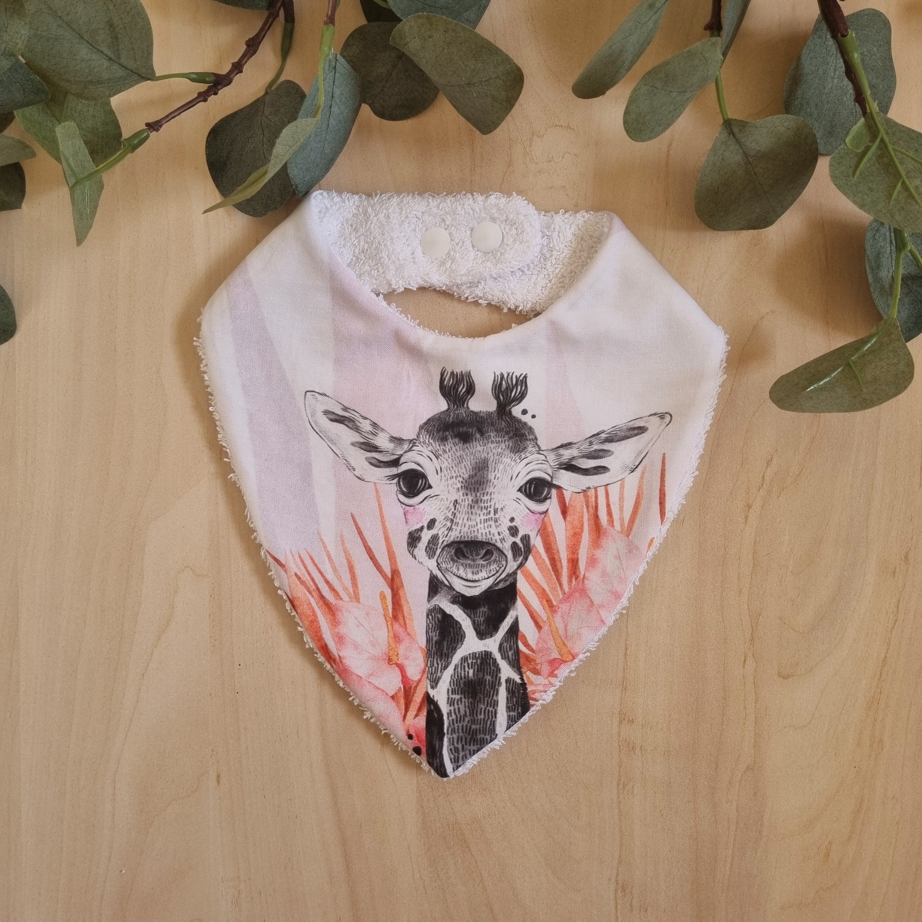 Bavoir bandana évolutif •Girafe Rose•