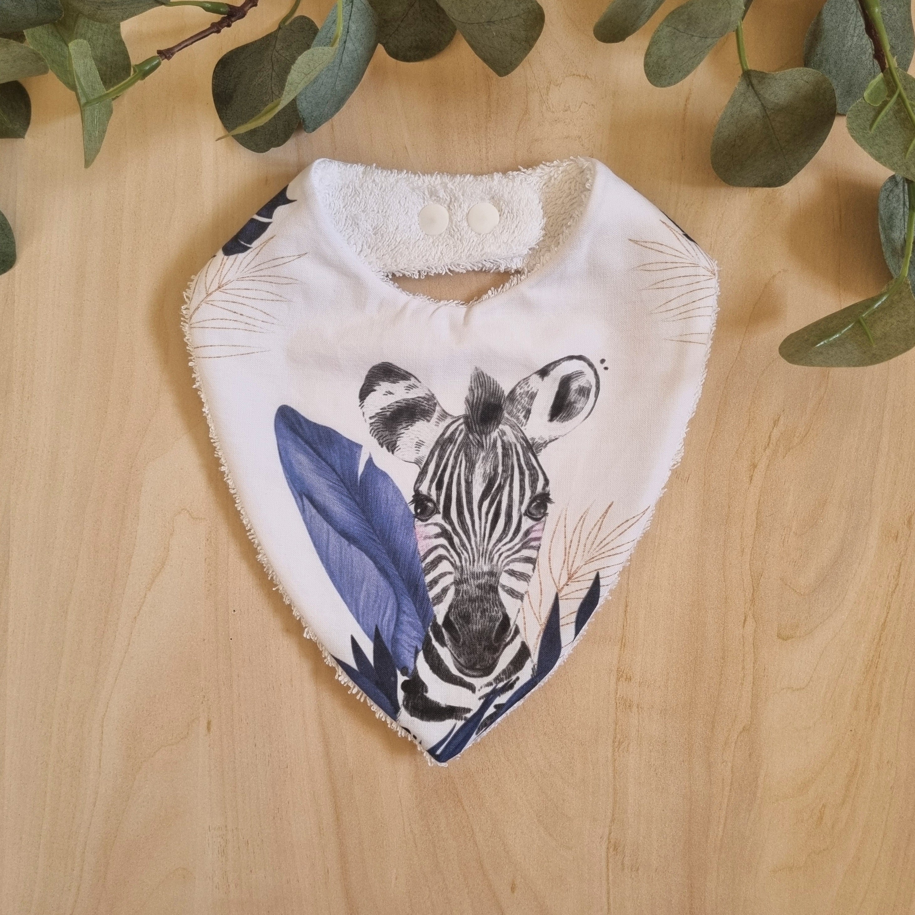 Bavoir bandana évolutif •Zèbre Bleu•