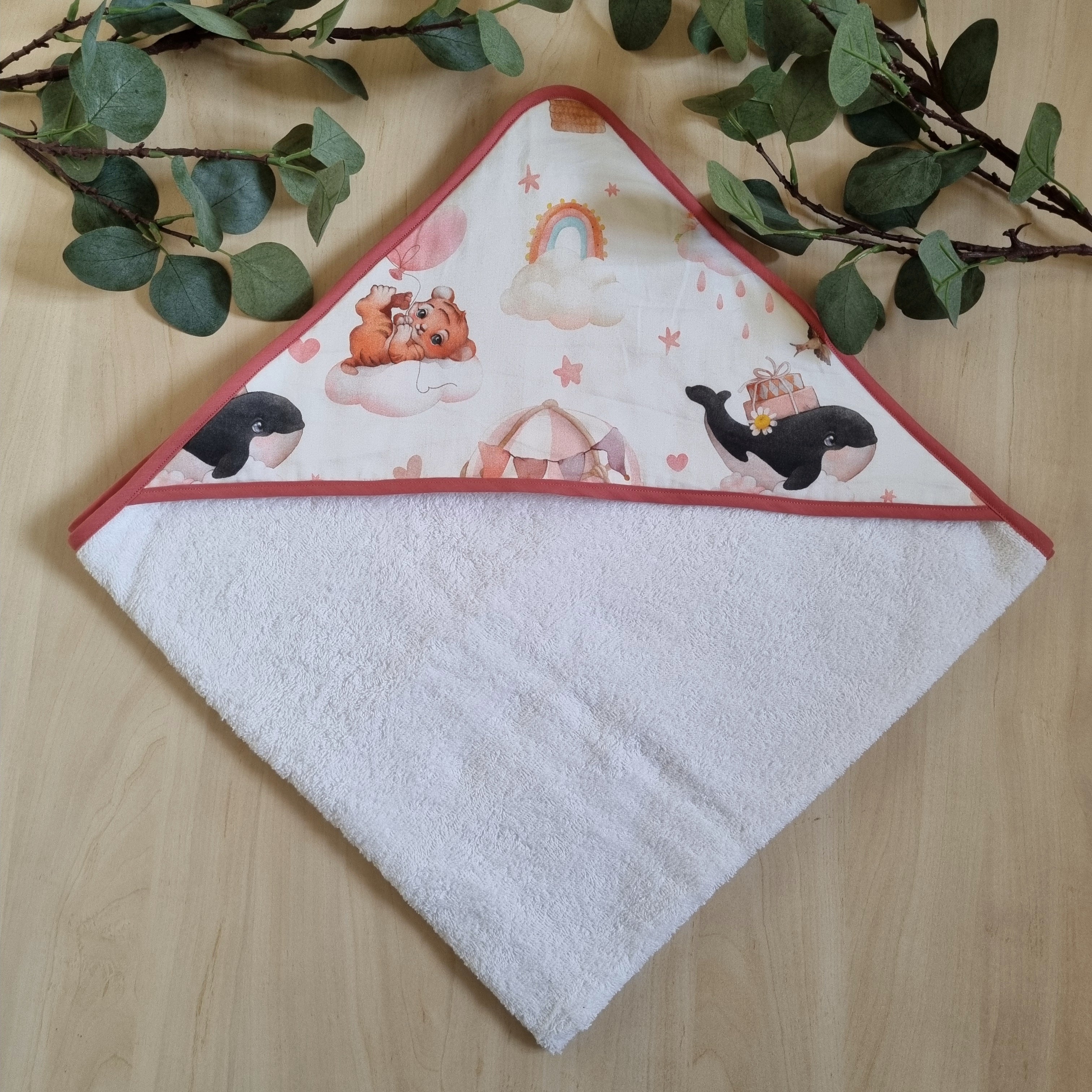 Cape de bain personnalisable •Dans les Nuages Rose•