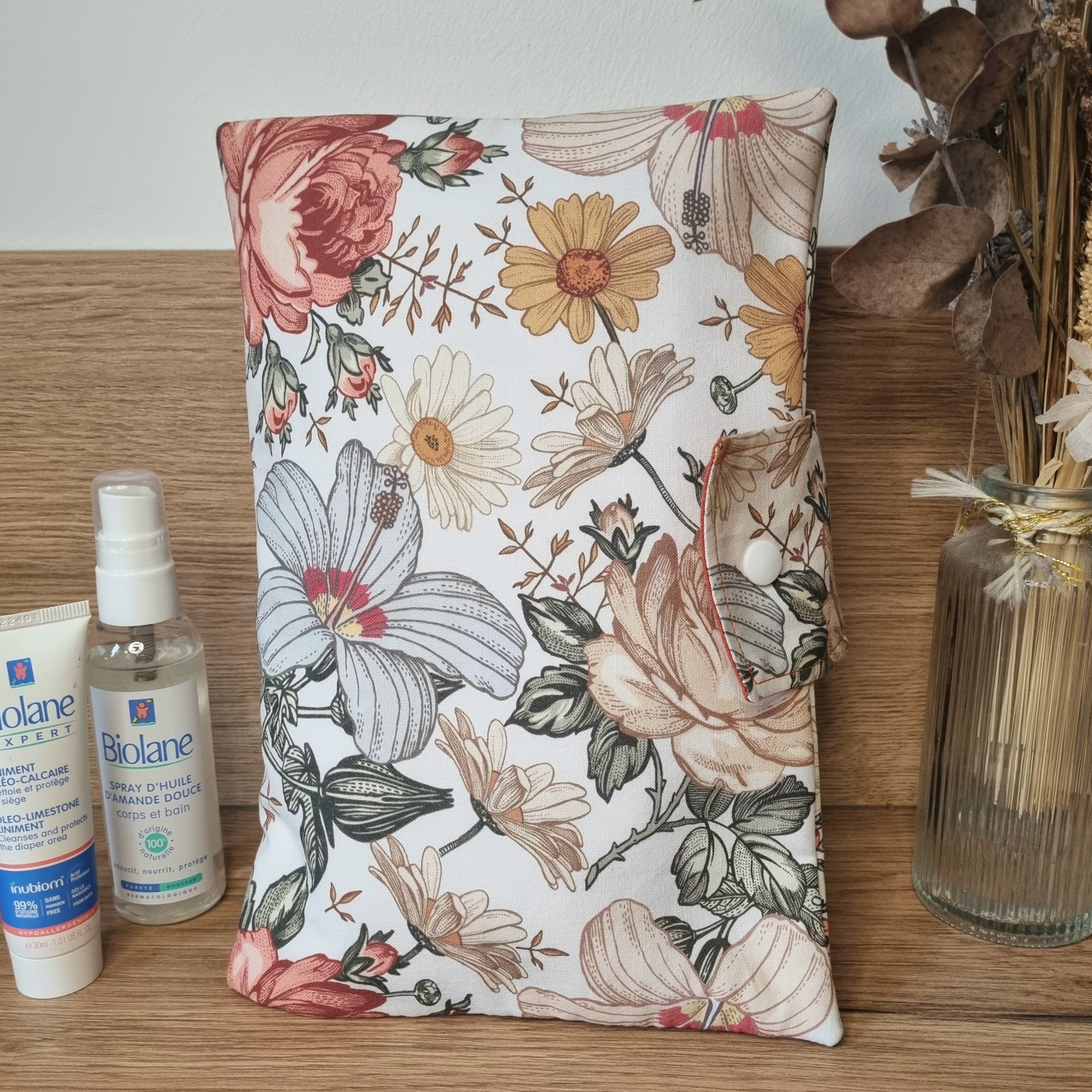 Pochette à langer nomade •Fleurs Vintage•