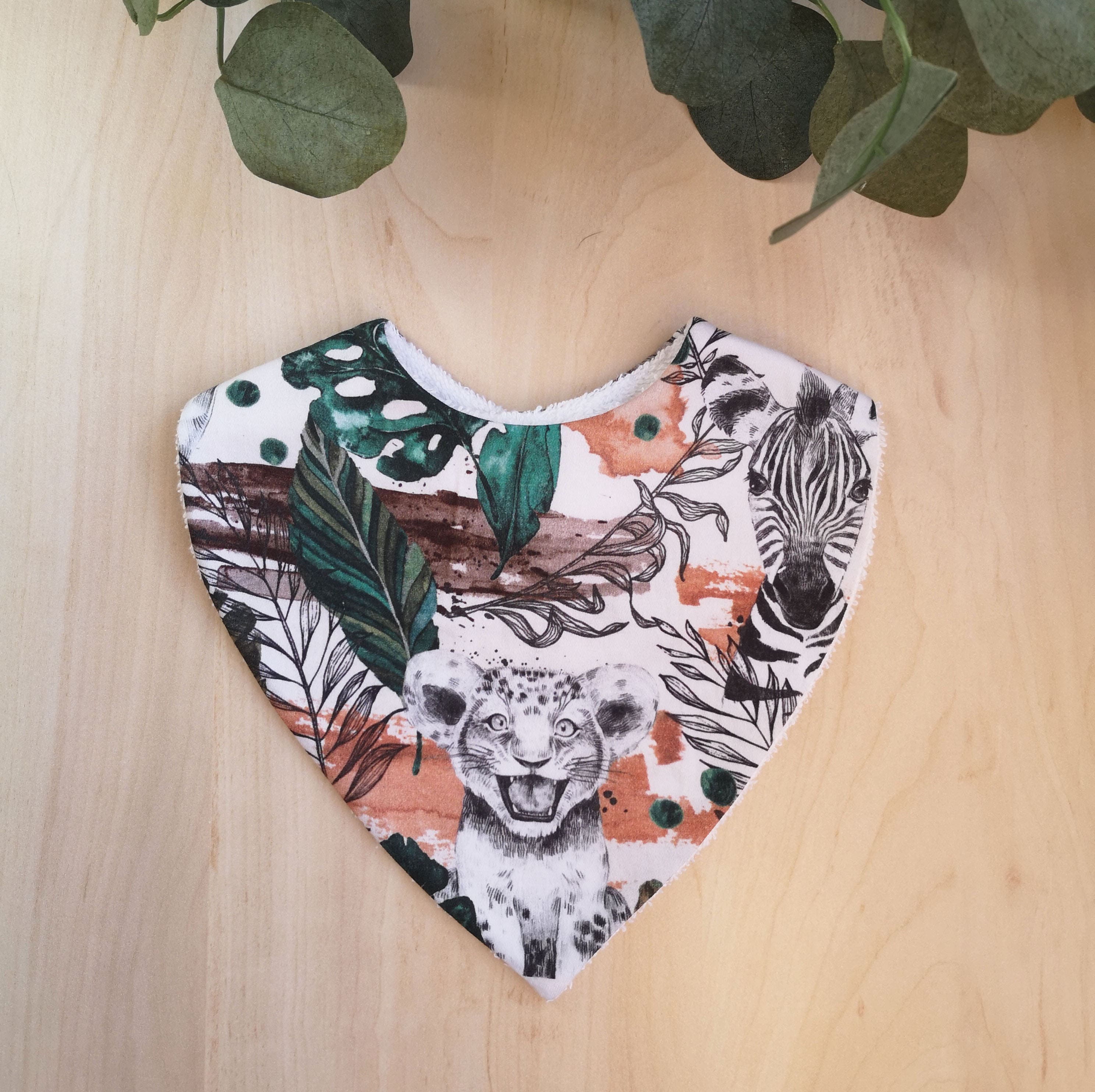 Bavoir bandana évolutif •Animaux de la Savane•
