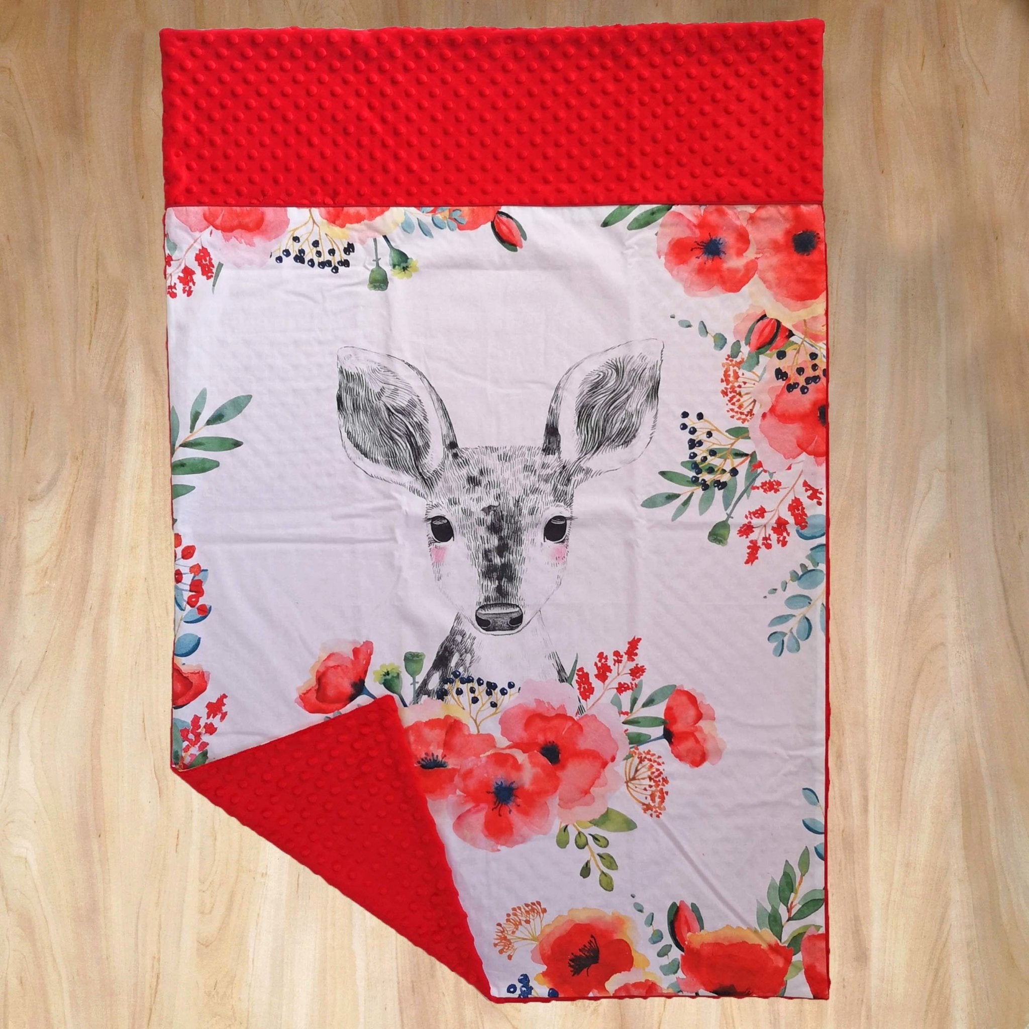 Couverture Biche Coquelicot - Babychouettecouture