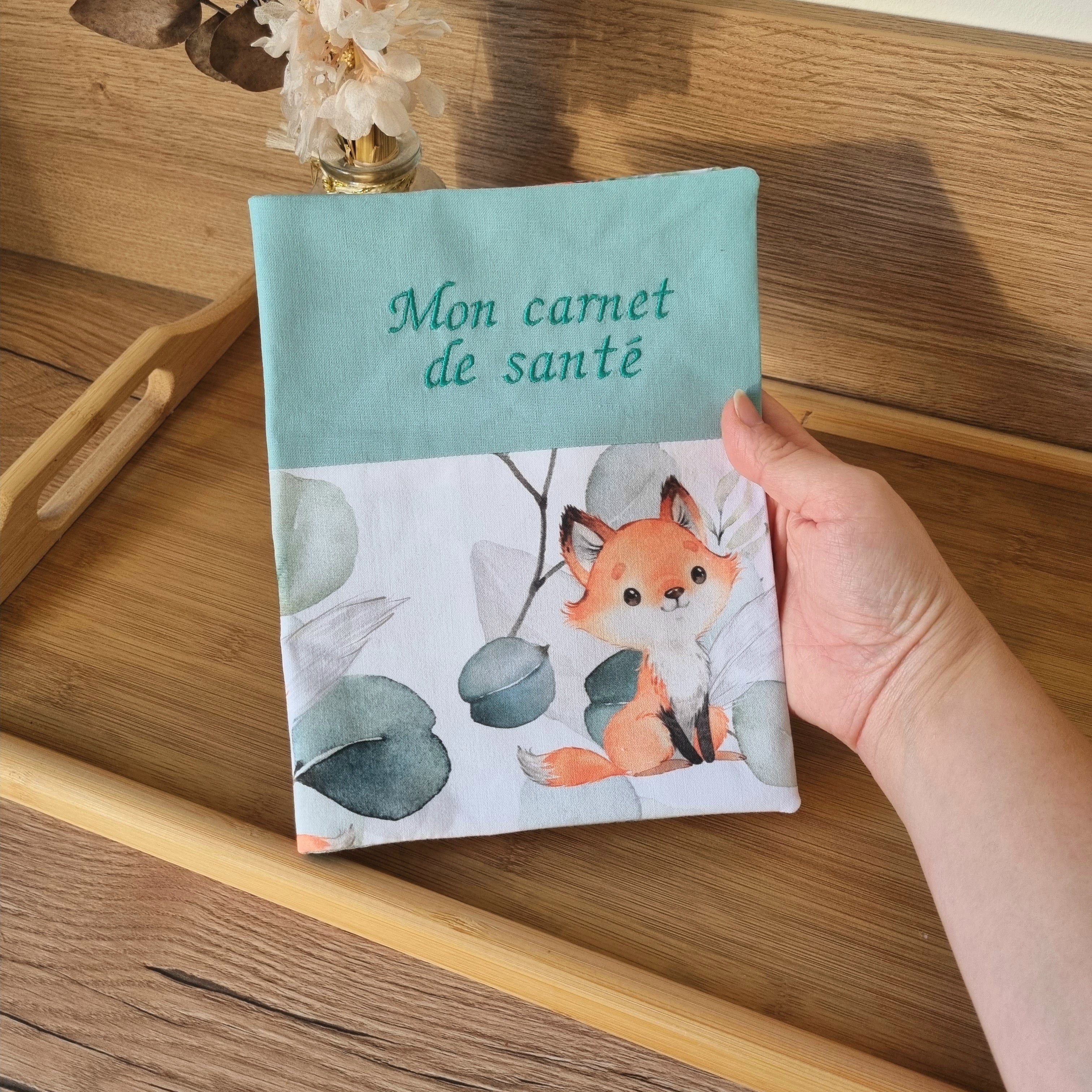 Coffret naissance Album photo + carnet de santé •Eucalyptus Renard•