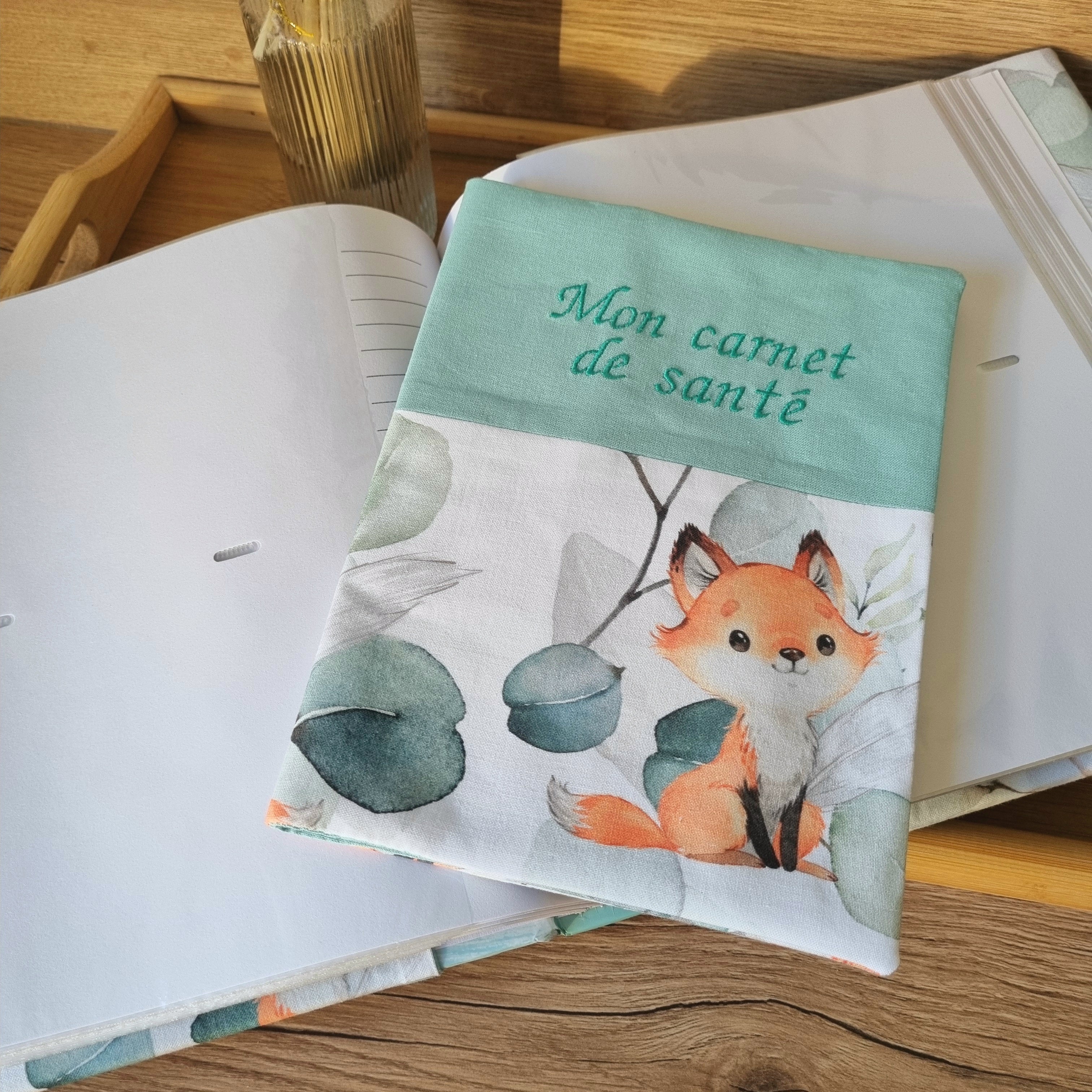 Coffret naissance Album photo + carnet de santé •Eucalyptus Renard•