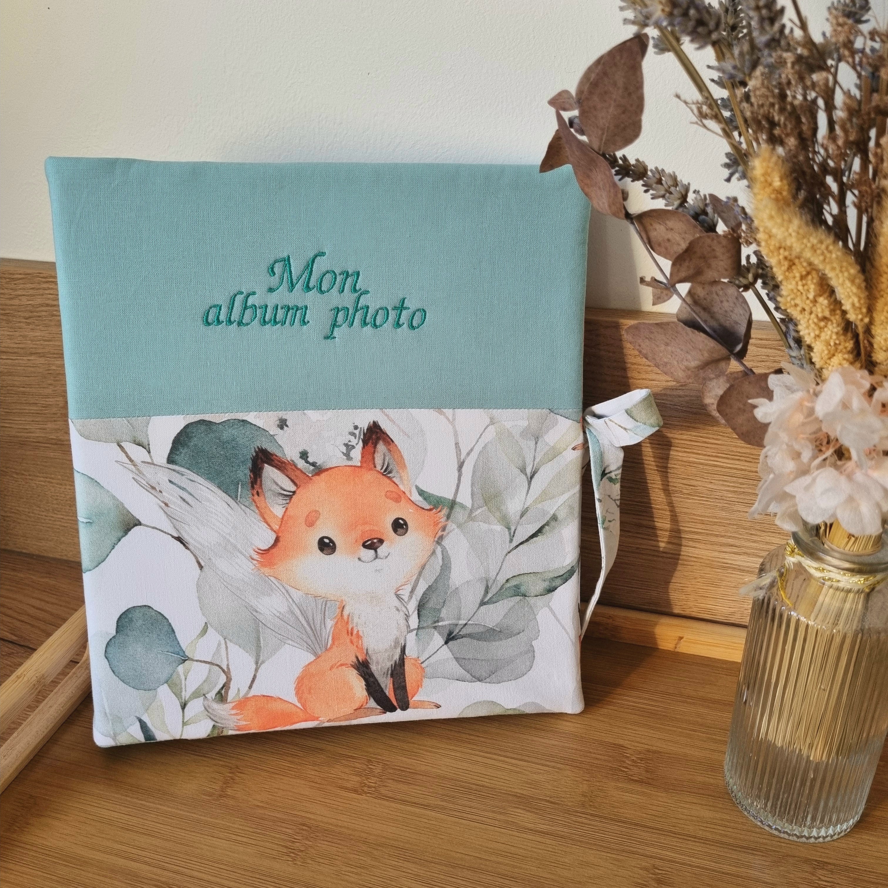 Coffret naissance Album photo + carnet de santé •Eucalyptus Renard•