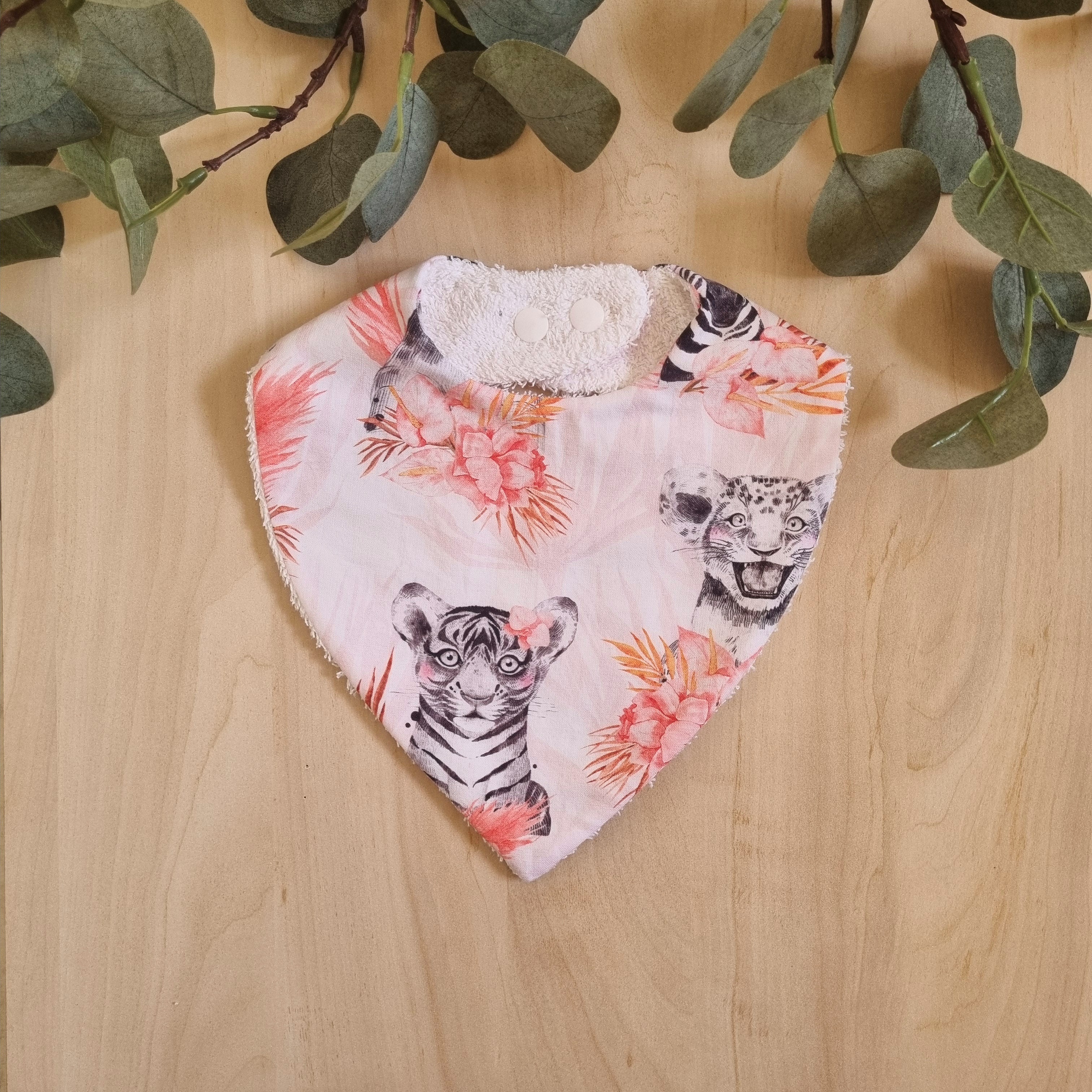 Bavoir bandana évolutif •Savane Rose•