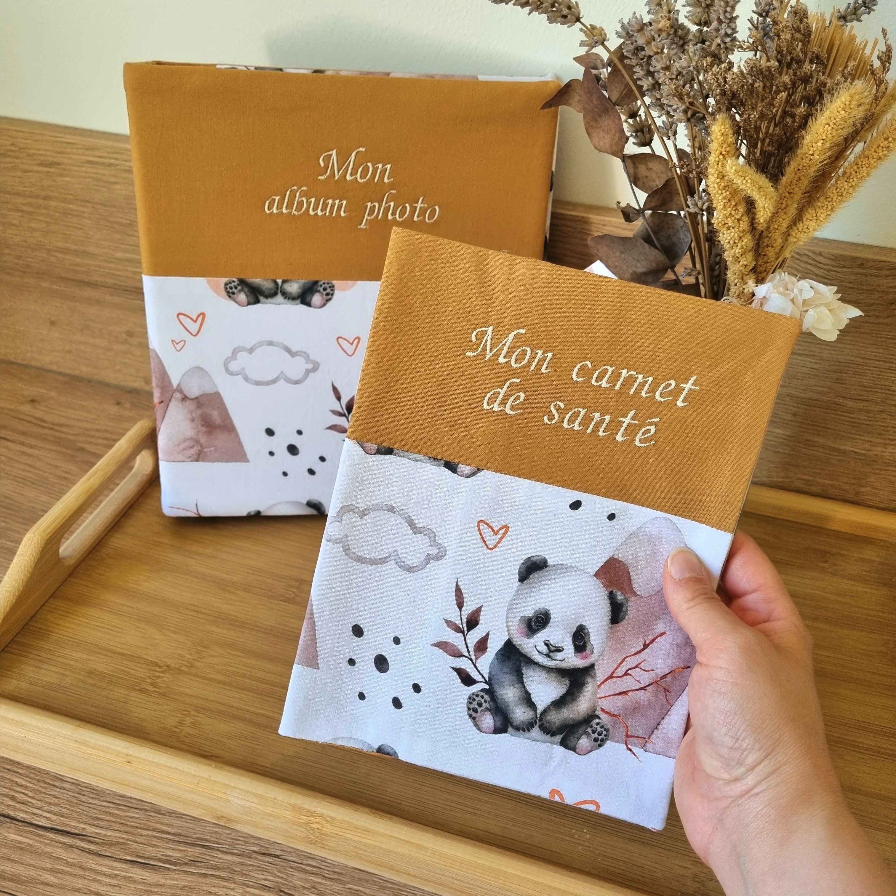 Coffret naissance Album photo + carnet de santé •Pandas Mixtes•